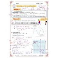 حل درس Increasing and Decreasing Functions الرياضيات المتكاملة الصف الثاني عشر