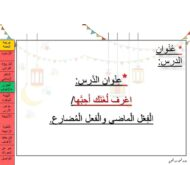 درس الفعل الماضي والفعل المضارع اللغة العربية الصف الثاني - بوربوينت