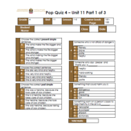 اللغة الإنجليزية (Pop Quiz unit 11) للصف الرابع مع الإجابات