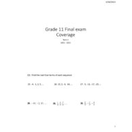 Final exam Coverage الرياضيات المتكاملة الصف الحادي عشر