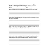 ورقة عمل Writing Exam Training اللغة الإنجليزية الصف الثامن
