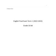 حل امتحان نهاية الفصل الدراسي الأول اللغة الإنجليزية الصف العاشر متقدم 2022-2023