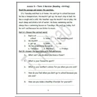 حل مراجعة Revision Reading & Writing اللغة الإنجليزية الصف الخامس