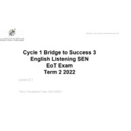 مراجعة Listening SEN EoT Exam اللغة الإنجليزية الصف الثالث - بوربوينت
