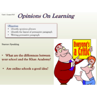 حل Opinions On Learning Lesson 9-10 اللغة الإنجليزية الصف الثامن - بوربوينت