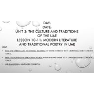 حل درس Modern literature and traditional poetry in uae اللغة الإنجليزية الصف الثامن - بوربوينت