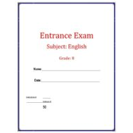 اختبار Entrance Exam اللغة الإنجليزية الصف الثامن