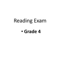 امتحان Reading Exam اللغة الإنجليزية الصف الرابع - بوربوينت