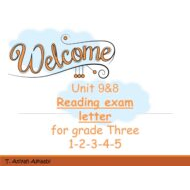 أوراق عمل Reading Exam Unit 8 &9 اللغة الإنجليزية الصف الثالث