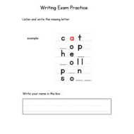 أوراق عمل Writing Exam Practice اللغة الإنجليزية الصف الأول
