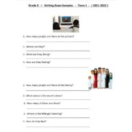 اختبار Writing Exam Samples اللغة الإنجليزية الصف الثالث