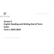 مواصفات الامتحان النهائي Reading and Writing اللغة الإنجليزية الصف الرابع Access الفصل الدراسي الأول 2023-2024 - بوربوينت