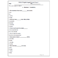 اللغة الإنجليزية أوراق عمل (EMSAT English Sample Practice Exam 1) للصف الثاني عشر