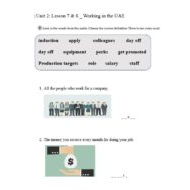 ورقة عمل Lesson 7 & 8 Working in the UAE اللغة الإنجليزية الصف الحادي عشر