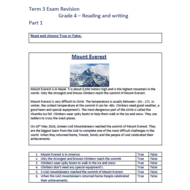 اللغة الإنجليزية أوراق عمل (Reading &Writing) للصف الرابع