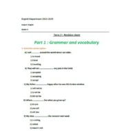 حل أوراق عمل مراجعة Grammar and vocabulary اللغة الإنجليزية الصف الخامس
