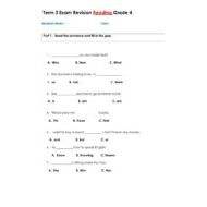 اللغة الإنجليزية أوراق عمل (Revision Reading) للصف الرابع مع الإجابات