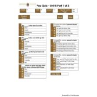 اللغة الإنجليزية أوراق عمل (Pop Quiz Unit 8) للصف الرابع مع الإجابات