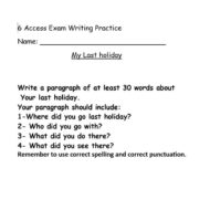 أوراق عمل Exam Writing Practice اللغة الإنجليزية الصف السادس Access