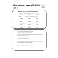 ورقة عمل Exam practice QUIZ 6 اللغة الإنجليزية الصف السادس