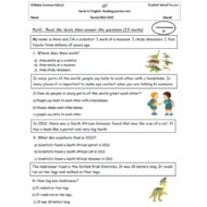 ورقة عمل Reading practice test اللغة الإنجليزية الصف الرابع