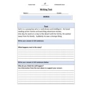 أوراق عمل Writing Test اللغة الإنجليزية الصف الخامس