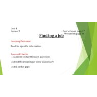 حل درس Finding a job اللغة الإنجليزية الصف الحادي عشر - بوربوينت