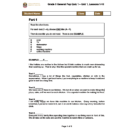 اللغة الإنجليزية (Pop Quiz 1 – Unit 1, Lessons 1-10) للصف التاسع عام مع الإجابات