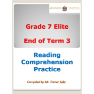 أوراق عمل Reading Comprehension Practice الصف السابع مادة اللغة الإنجليزية - بوربوينت