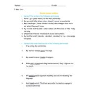 ورقة عمل Simple tenses اللغة الإنجليزية الصف السابع