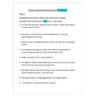 حل أوراق عمل Reading Review الصف الرابع مادة اللغة الإنجليزية
