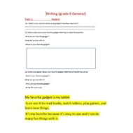 نموذج امتحان Writing اللغة الإنجليزية الصف السادس