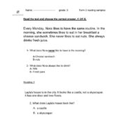أوراق عمل reading samples اللغة الإنجليزية الصف الثالث
