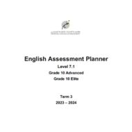مواصفات الامتحان Assessment Planner Level 7.1 اللغة الإنجليزية الصف العاشر متقدم ونخبة الفصل الدراسي الثالث 2023-2024