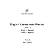 مواصفات الامتحان Assessment Planner Level 7.1 اللغة الإنجليزية الصف الحادي عشر عام الفصل الدراسي الثالث 2023-2024