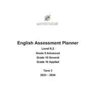 مواصفات الامتحان Assessment Planner Level 6.2 اللغة الإنجليزية الصف التاسع متقدم والعاشر عام الفصل الدراسي الثالث 2023-2024