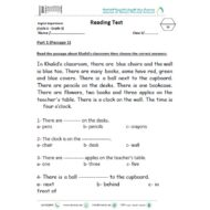 ورقة عمل Reading Test اللغة الإنجليزية الصف الثالث