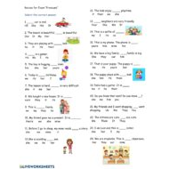 ورقة عمل Pronouns اللغة الإنجليزية الصف الثالث
