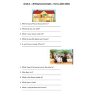 أوراق عمل Writing Exam Samples اللغة الإنجليزية الصف الخامس