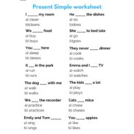 أوراق عمل Present Simple worksheet اللغة الإنجليزية الصف الثاني