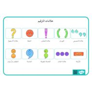 بطاقات علامات الترقيم اللغة العربية الصف الثالث