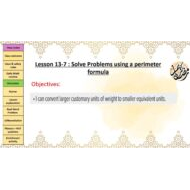 درس Solve Problems using a perimeter formulae الرياضيات المتكاملة الصف الرابع - بوربوينت