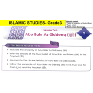 التربية الإسلامية بوربوينت درس (Abu Bakr As-siddeeq) لغير الناطقين باللغة العربية للصف الثالث
