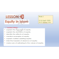 التربية الإسلامية بوربوينت (equity in Islam) لغير الناطقين باللغة العربية للصف الحادي عشر