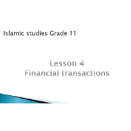 التربية الإسلامية درس (Financial transaction) لغير الناطقين باللغة العربية للصف الحادي عشر مع الإجابات