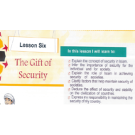 التربية الإسلامية بوربوينت (The Gifts of Security) لغير الناطقين باللغة العربية للصف الثامن مع الإجابات