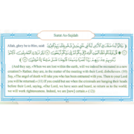 بوربوينت سورة السجدة لغير الناطقين باللغة العربية للصف السادس مادة التربية الاسلامية
