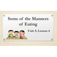 التربية الإسلامية بوربوينت درس (Some of the Manners of Eating) لغير الناطقين باللغة العربية للصف الأول مع الإجابات