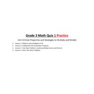 حل Quiz 1 Practice الرياضيات المتكاملة الصف الثالث