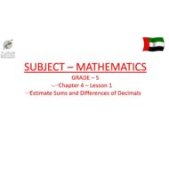 حل درس Estimate Sums and Differences of Decimals الرياضيات المتكاملة الصف الخامس - بوربوينت